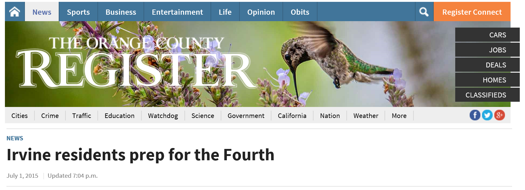 OC Register blog header