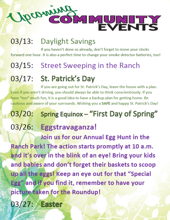 Upcoming Community Events - March 2016
